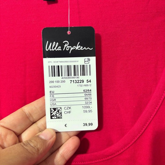 Ulla Popken Red Long Sleeve Babydoll Tunic Top Plus Size 32/34 NWT - Picture 4 of 7